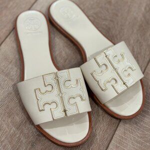 Tory Burch Ines Slide Sandal Cream and Gold